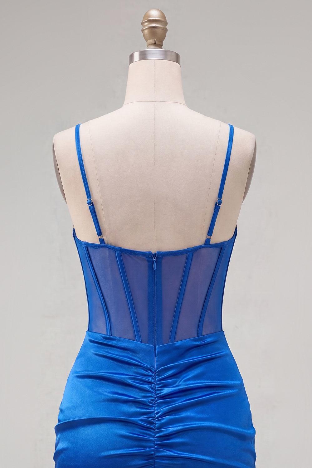 Dressystars Royal Blue Ruched Tight Corset Short Homecoming Dress