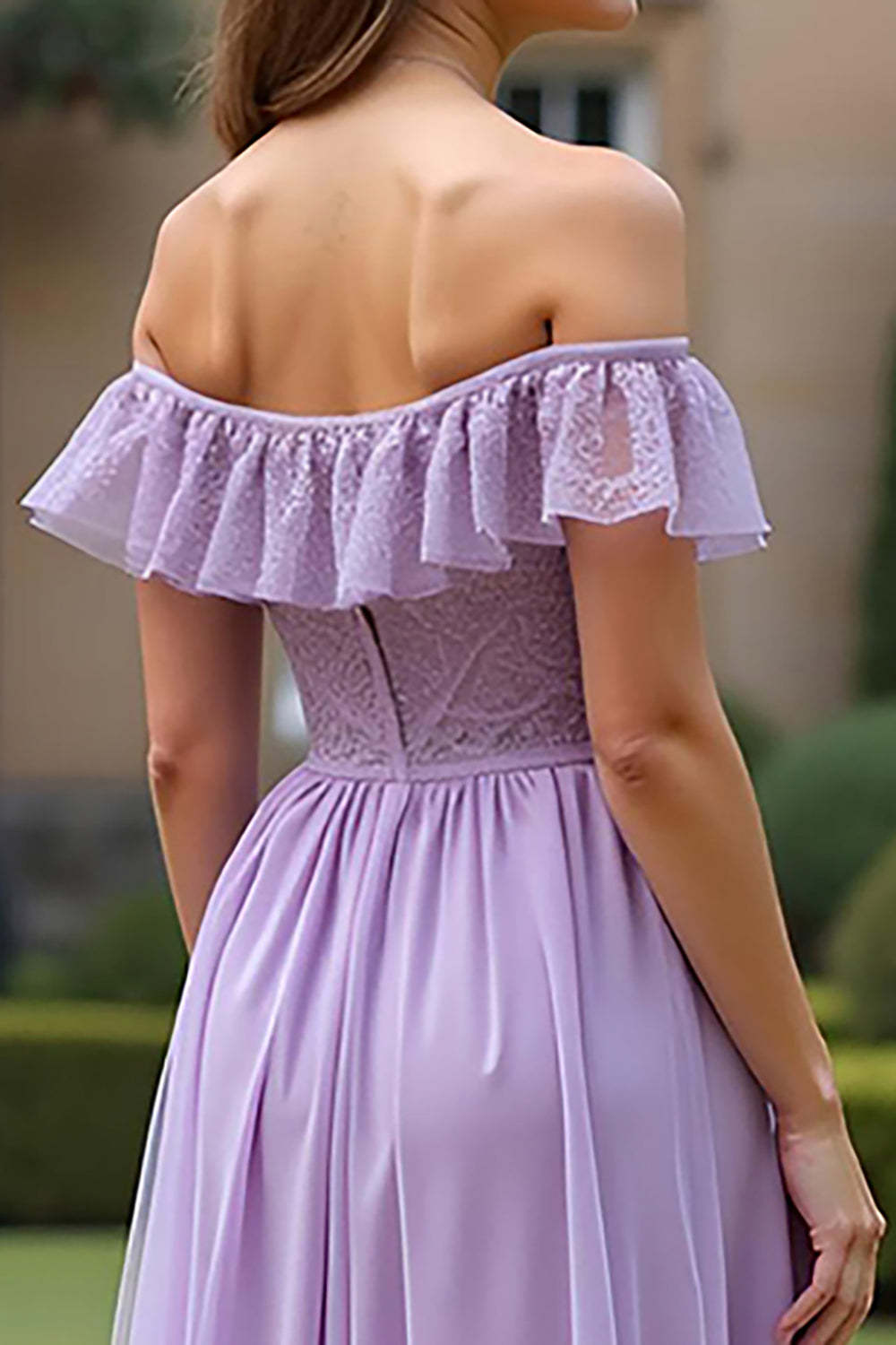 Dressystars Ruched A Line Tulle Lilac Long Formal Dress