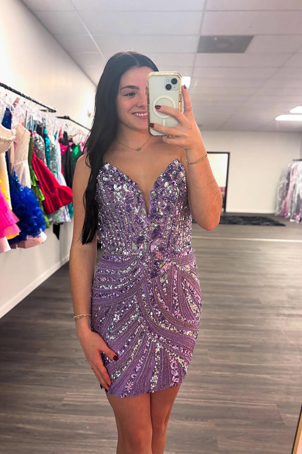 Dressystars Sequins Blue Homecoming Dresses Strapless Short Tight Cocktail Dresses