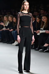 Dressystars Sexy Tops Black Wedding Guest Dress Mesh FlaRed Wedding Guest Dress Pants Two-Piece Set