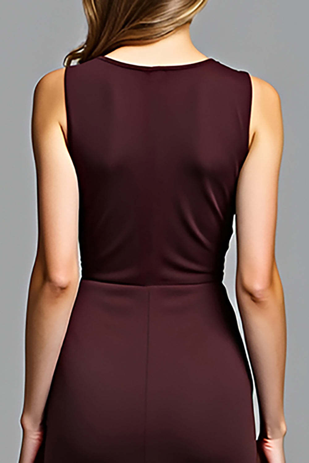 Dressystars Sheath Cabernet Sleeveless Deep V-Neck Long Formal Dress
