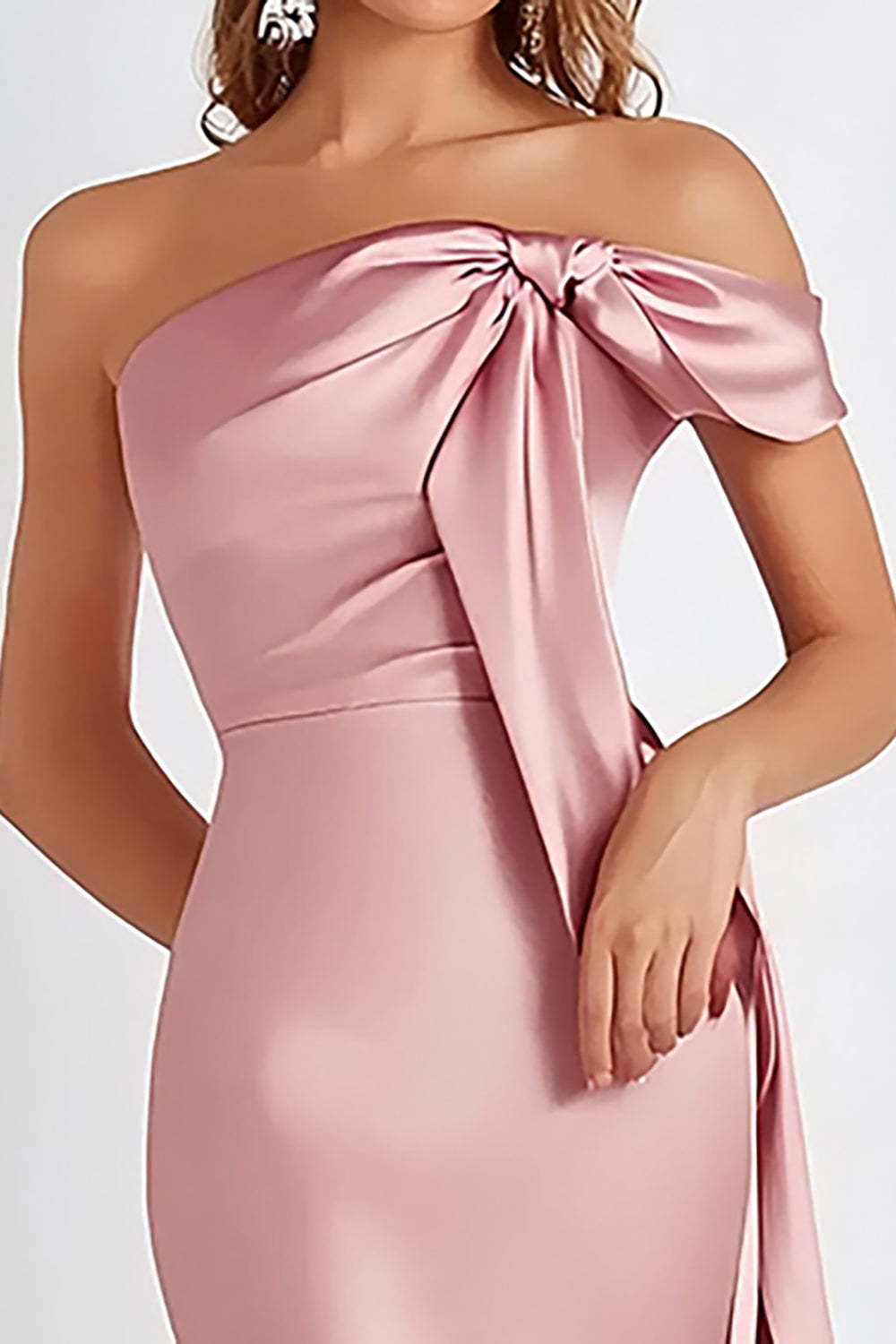 Dressystars Sheath Pink Wedding Guest Dress Cold Shoulder Long Formal Dress