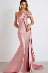 Dressystars Sheath Pink Wedding Guest Dress Cold Shoulder Long Formal Dress
