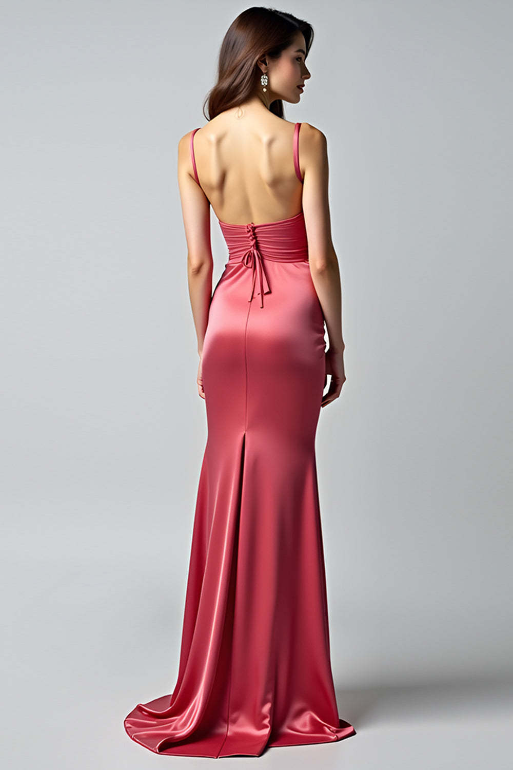 Dressystars Sheath Watermelon V-Neck Backless Long Formal Dress