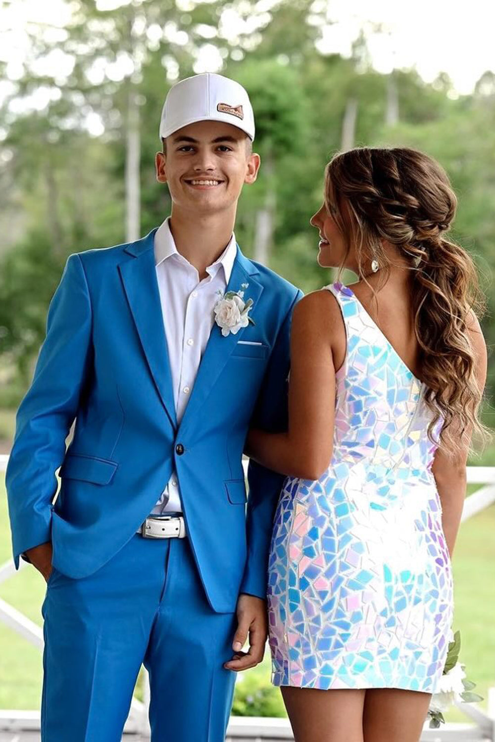 Dressystars Silver Homecoming Dress One Shoulder Mirror Tight Short Prom Dress