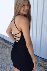 Dressystars Simple Black Homecoming Dress Corset Tight Short Prom Dress