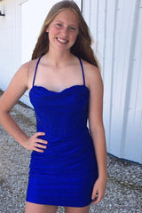 Dressystars Simple Black Homecoming Dress Corset Tight Short Prom Dress