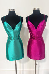 Dressystars Simple Green Homecoming Dress Corset Tight Satin Short Prom Dress