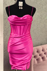 Dressystars Simple Silver Homecoming Dress Corset Tight Satin Short Prom Dress