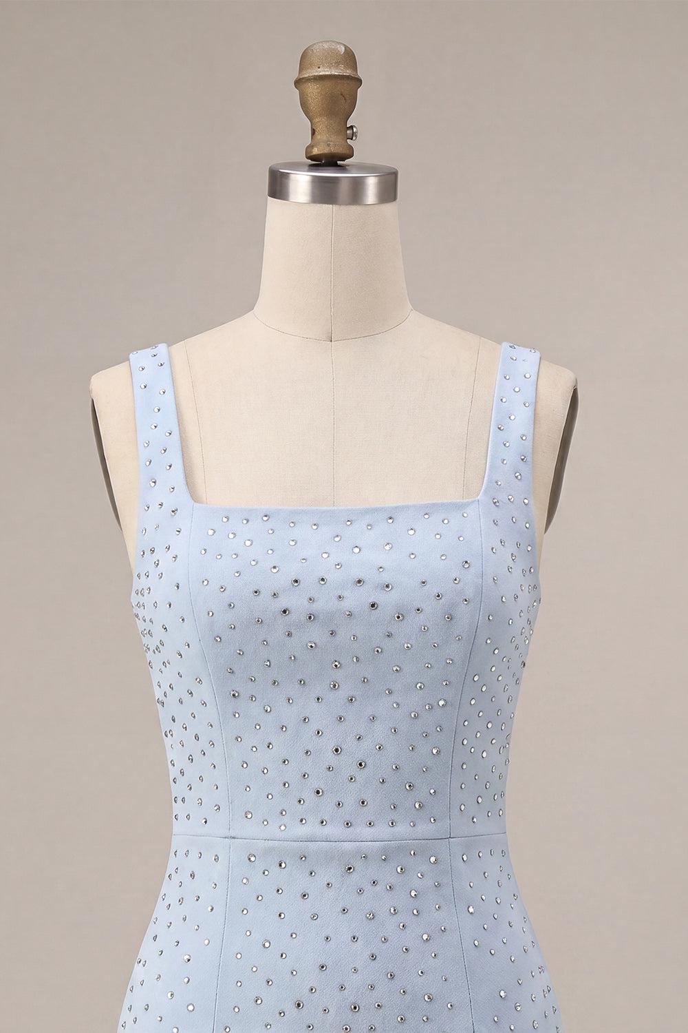 Dressystars Sky Blue Tight Beaded Short Homecoming Dress