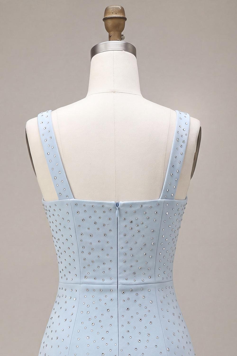 Dressystars Sky Blue Tight Beaded Short Homecoming Dress