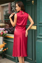 Dressystars Slim High Neck Burgundy Homecoming Dress Tight Prom Dress