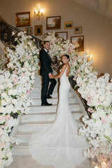 Dressystars Spaghetti Straps Wedding Dress Mermaid Sleeveless Backless Beaded Bridal Dress