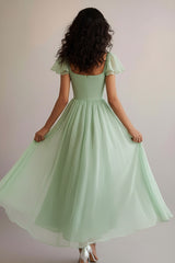 Dressystars Square Neck Long A Line Light Green Wedding Guest Dress Formal Dress