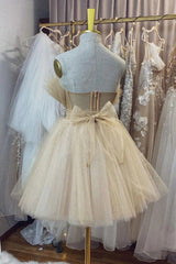 Dressystars Strapless Beige A Line Short Prom Dress