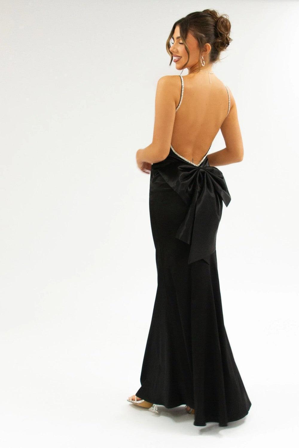 Dressystars Stylish Mermaid Spaghetti Straps Pink Long Prom Dress With Bowknot Formal Evening Gown