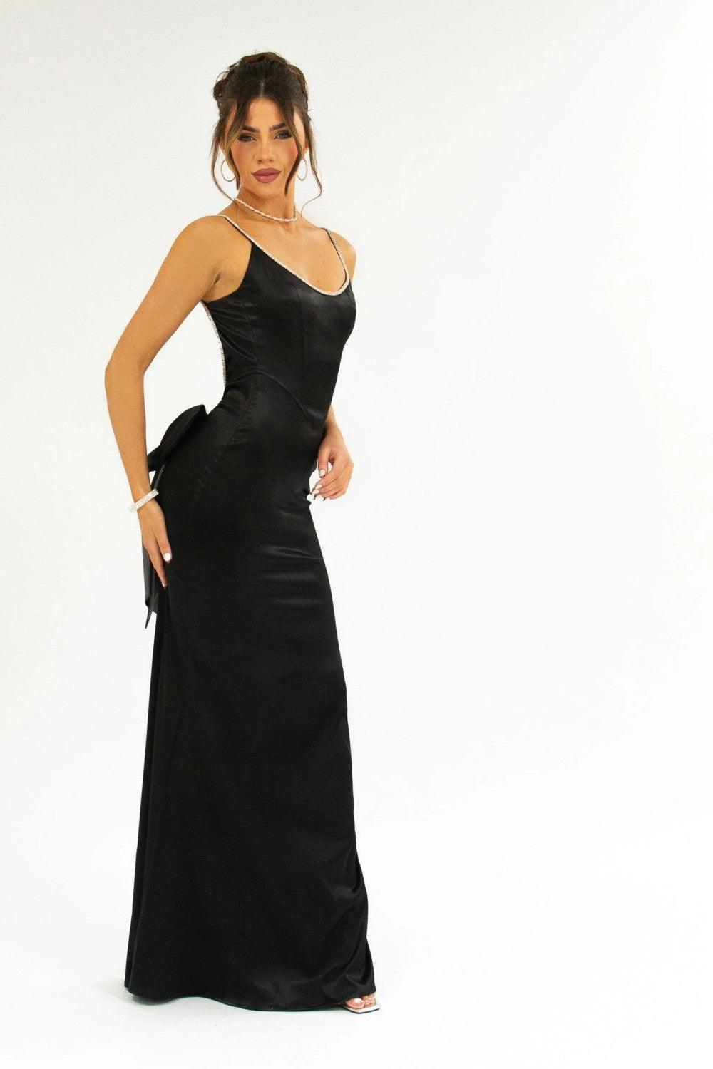 Dressystars Stylish Mermaid Spaghetti Straps Pink Long Prom Dress With Bowknot Formal Evening Gown