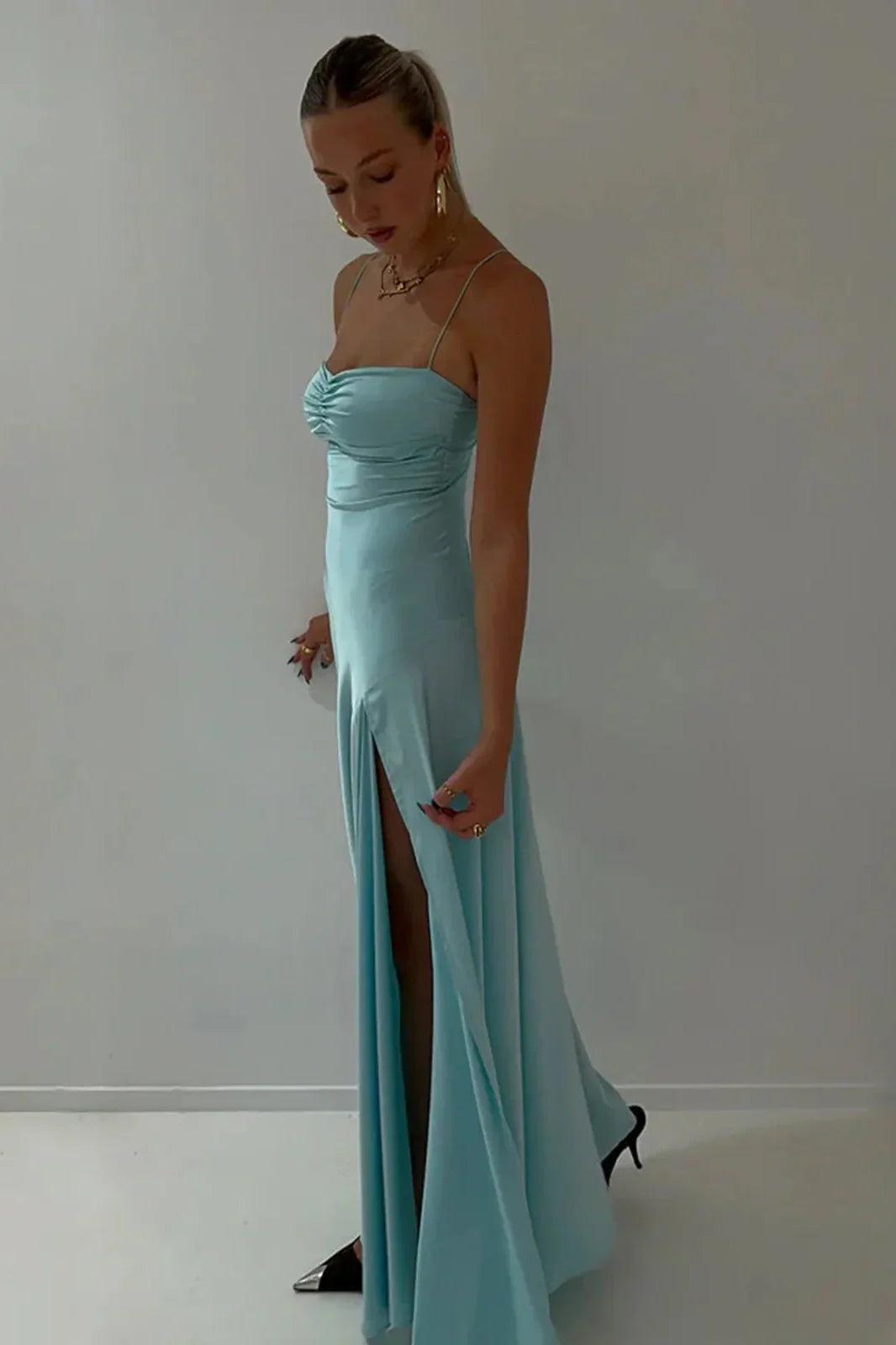 Dressystars Stylish Sheath Spaghetti Straps Pink Party Dress With Criss Cross Back Formal Evening Gown