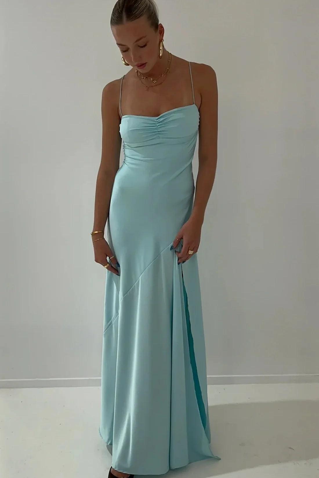 Dressystars Stylish Sheath Spaghetti Straps Pink Party Dress With Criss Cross Back Formal Evening Gown