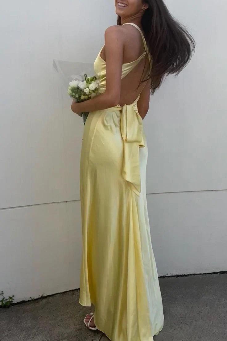 Dressystars Stylish Sheath V Neck Green Long Party Dress With Open Back Bowknot Formal Evening Gown