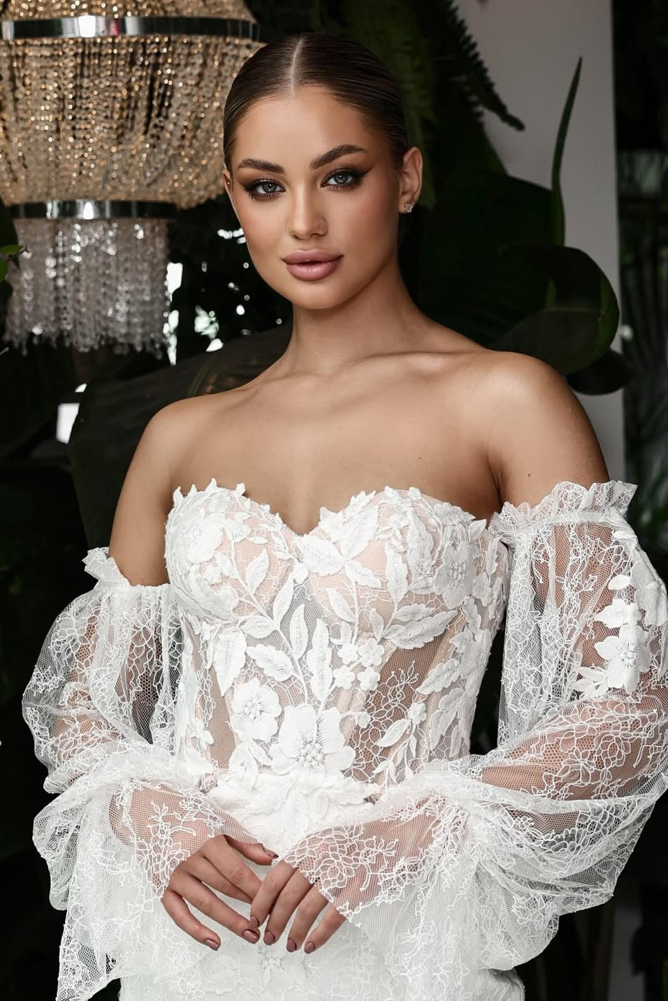 Dressystars Sweetheart Beach Wedding Dress Long Sleeve Lace Appliques Mermaid Bridal Gown