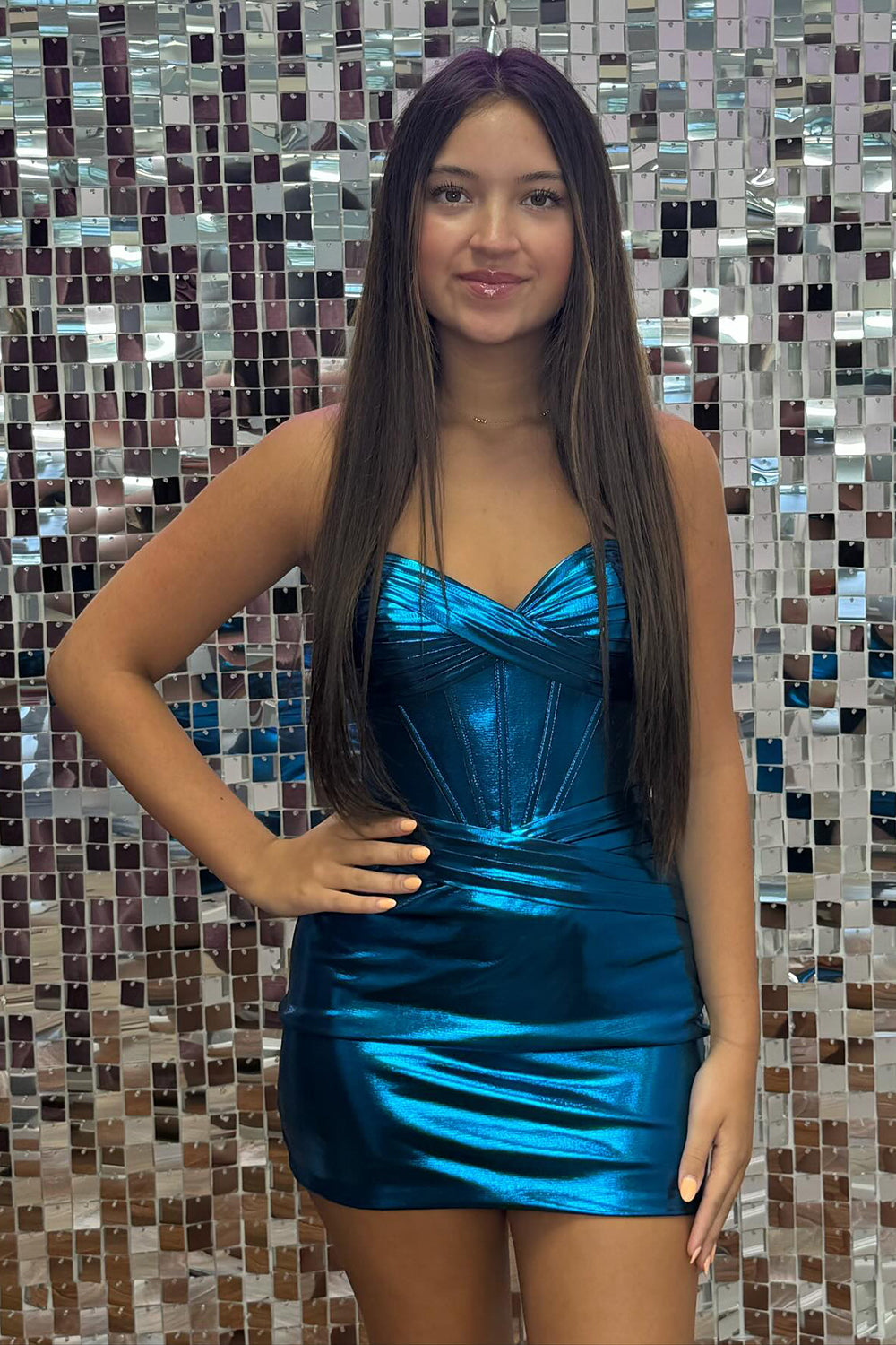 Dressystars Sweetheart Blue Homecoming Dress Corset Tight Short Prom Dress