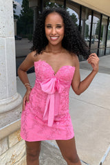 Dressystars Sweetheart Pink Homecoming Dress Bodycon Short Prom Dress with Appliques