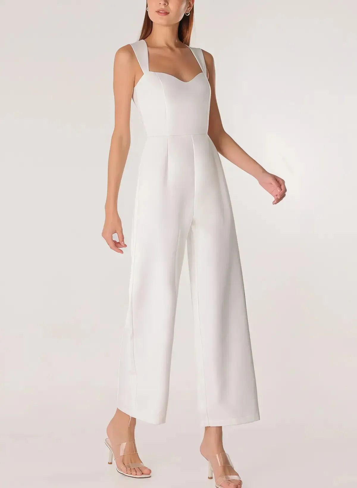 Dressystars Sweetheart Sleeveless Ankle Length Elastic Satin Wedding Jumpsuit