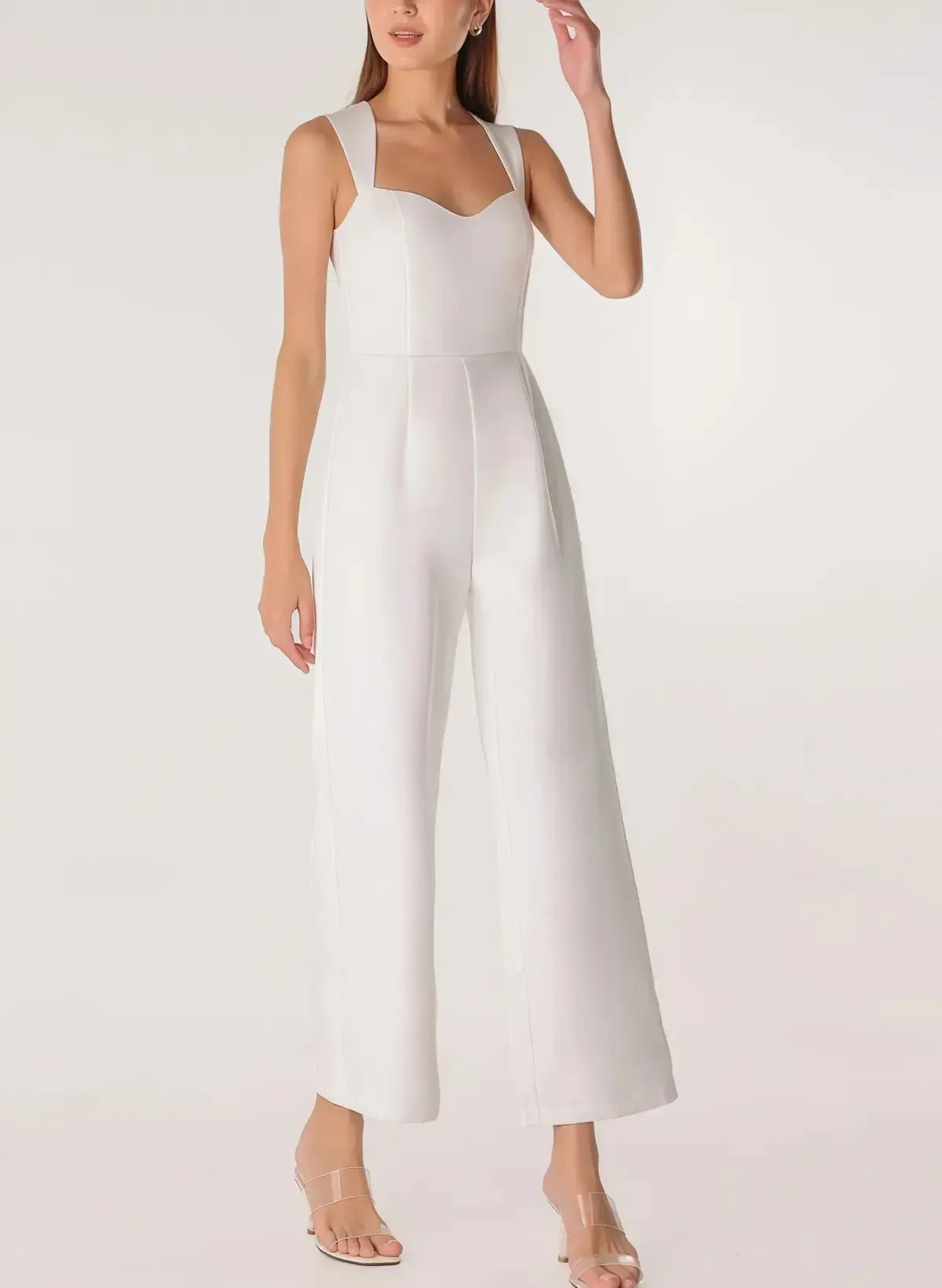 Dressystars Sweetheart Sleeveless Ankle Length Elastic Satin Wedding Jumpsuit