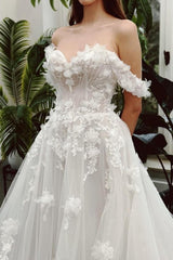 Dressystars Sweetheart Wedding Dress Ivory A Line Off The Shoulder Lace Sleeveless Bridal Gown