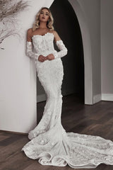 Dressystars Sweetheart Wedding Dress Mermaid 3D Flowers Beach Bridal Gown