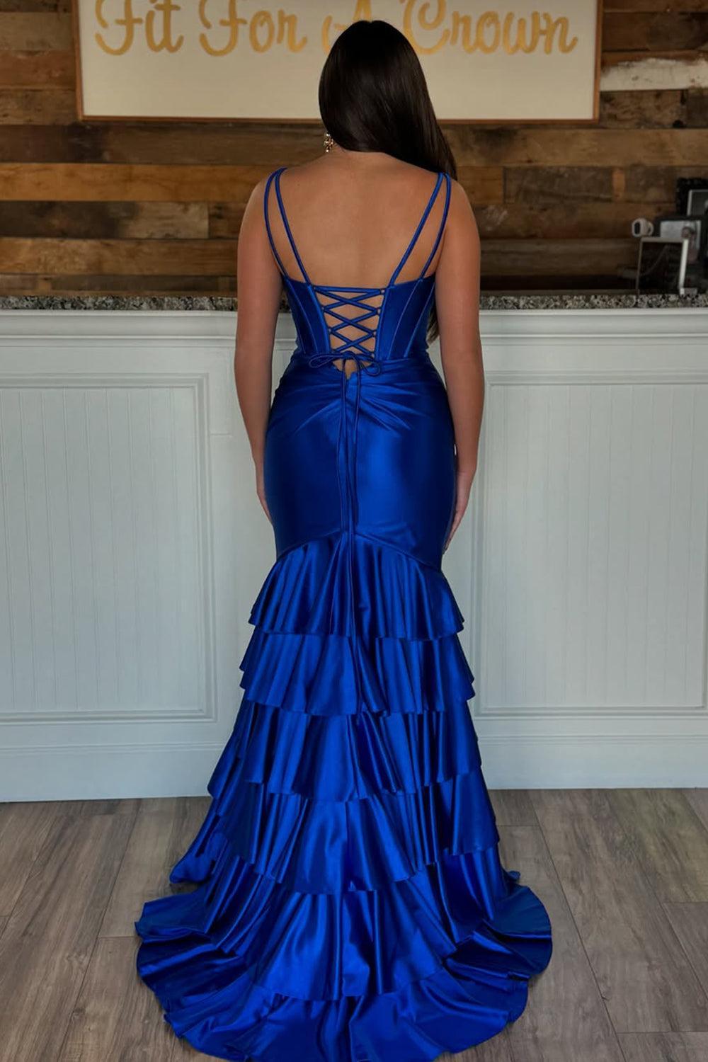 Dressystars Trendy Mermaid V-Neck Sage Green Long Prom Dress With Ruffles Formal Evening Gown