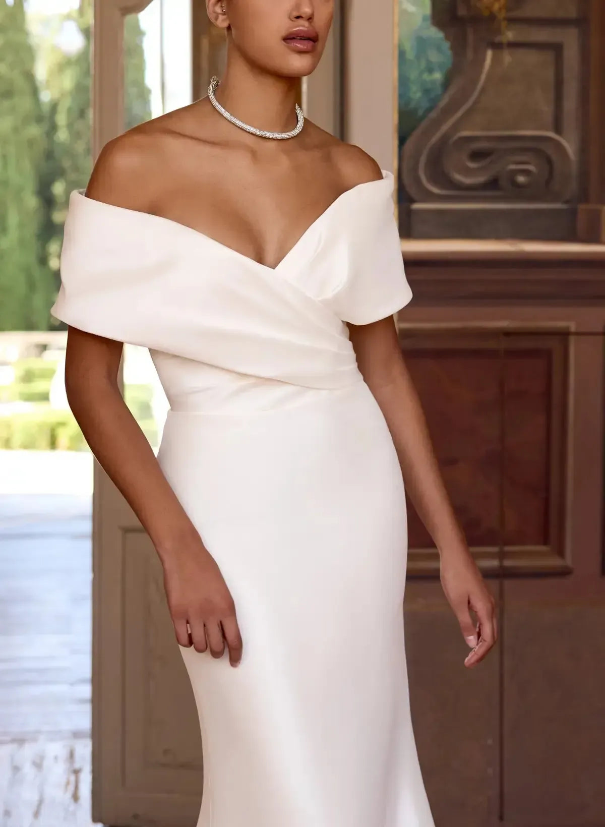 Dressystars Trumpet Mermaid Sweetheart Sleeveless Court Train Wedding Dress