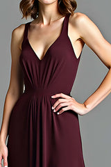 Dressystars V-Neck Cabernet A Line Long Formal Dress
