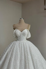 Dressystars White Wedding Dress A Line Off The Shoulder Lace Bridal Gown With Pearls