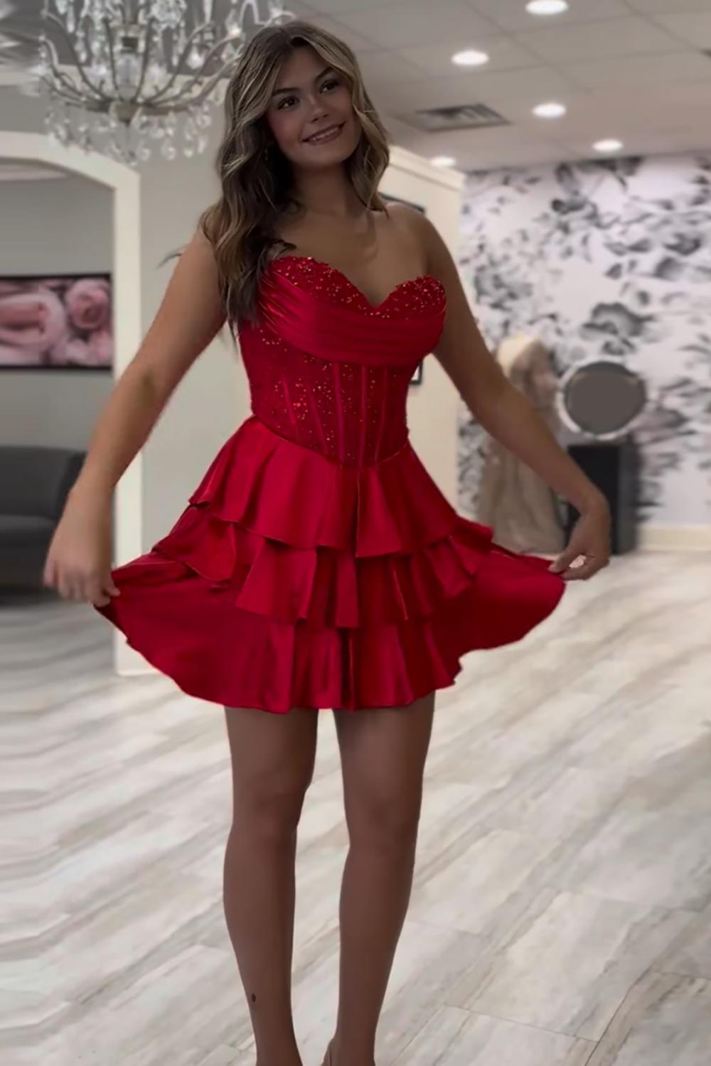 Dressystars Yellow A Line Homecoming Dresses Satin Short Corset Cocktail Dresses With Lace