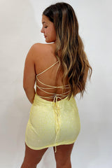 Dressystars Yellow Homecoming Dress Sequin One Shoulder Backless Tight Prom Dress
