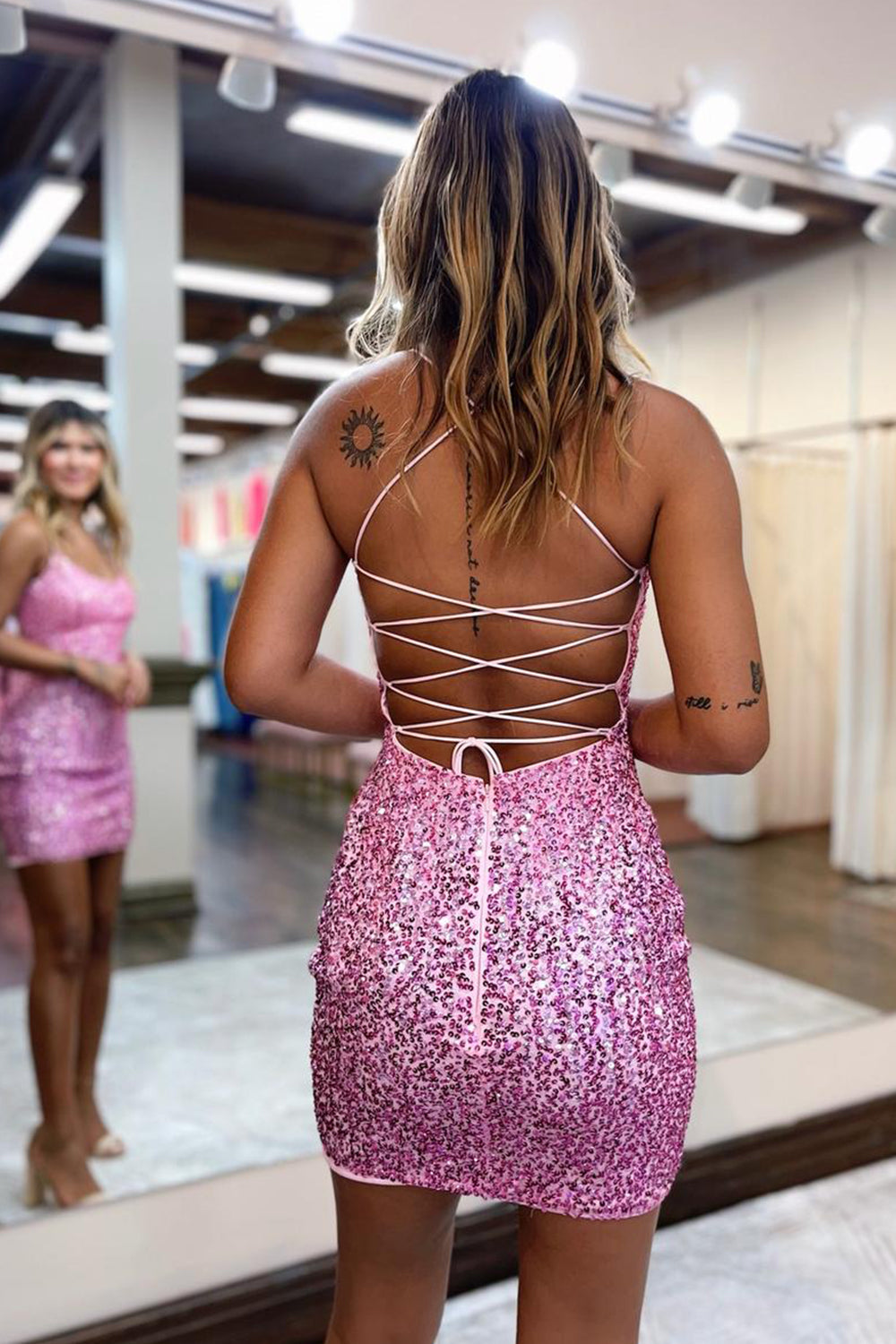 Dressystars Yellow Homecoming Dress Tight Lace-Up Back Prom Dress