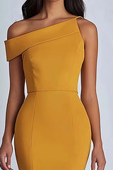 Dressystars Yellow Satin One Shoulder Ankle-Length Formal Dress