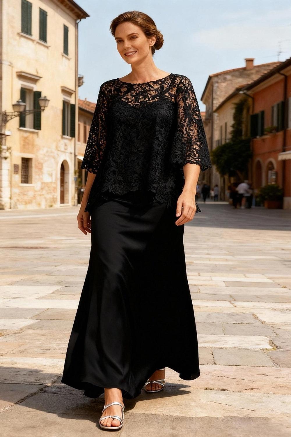 Dusty Sage Satin Bateau Neck Ankle Length Mother Of The Bride Dress With Sleeves