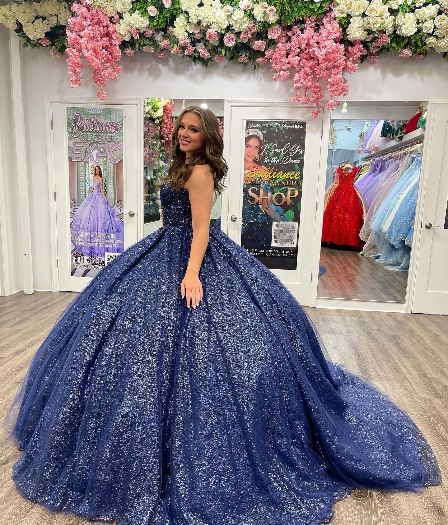 Elegant & Classic Ball Gown Sweetheart Neck Sleeveless Navy Blue Tulle Quinceanera Dress Princess Prom Party Gown For Sweet 16