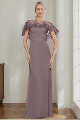 Elegant Jewel Neck Sheath/Column Dresses for Mother of the Bride & Groom with Appliques Belt and Beadings