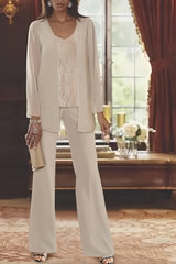 Elegant Mother of the Bride Pantsuits in Chiffon with Jacket