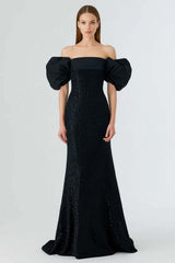 Dressystars Elegant Off The Shoulder Mermaid Long Blak Tie Dress