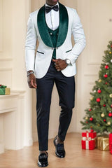 Elegant One-Button Velvet Suit For Men With Shawl Collar