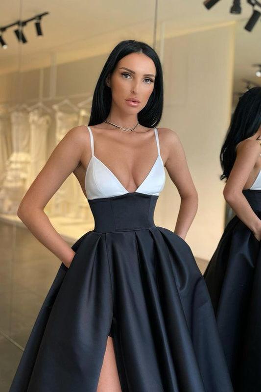 Black Prom Dress Satin Long Evening Dress