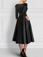 Elegant V-Neck A-Line Princess Tea-Length Mother of the Bride Dresses with Appliques