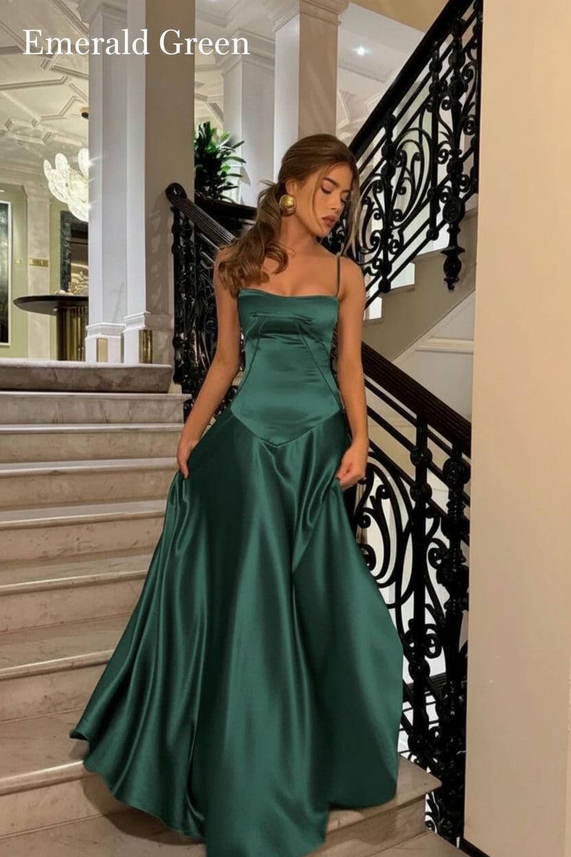 Dressystars Brown Luxe Silk-Look Long Evening Dress With Fitted Bodice Formal Evening Gown