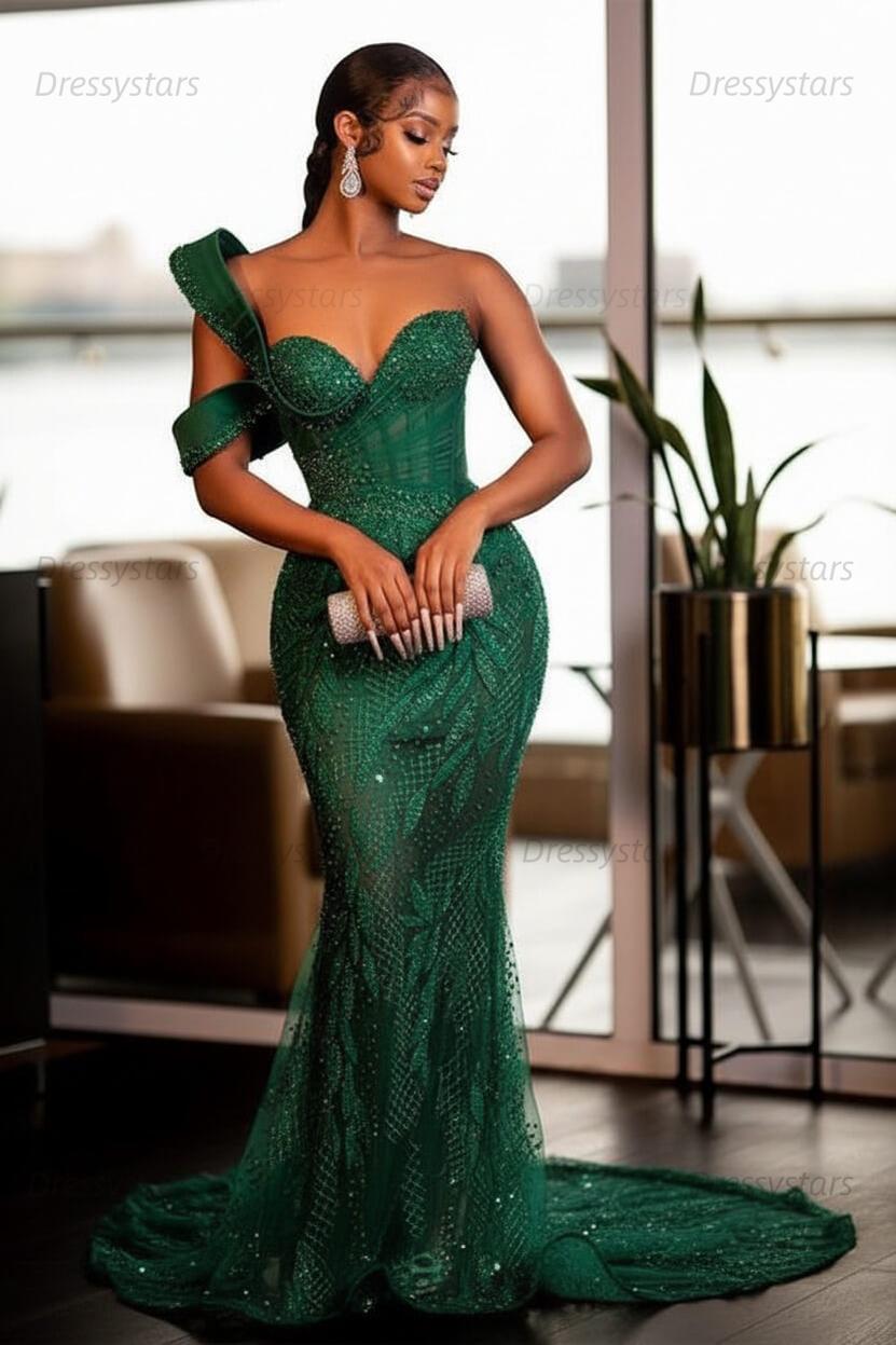 Mermaid Jewel Floor Length Sleeveless Appliques Lace Sequined Prom Dress