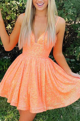 Eulalia Homecoming Dress Pretty A Line V neck Sequin Short Party Cocktail Dress